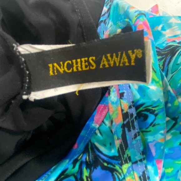 Inches Away Womens Size 12 Blue Tropical Tiered Swimsuit Dress Built-In Padded C - Picture 2 of 12